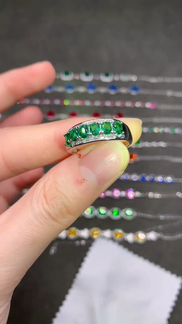 【闪购商品】祖母绿戒指银S925镶嵌·····