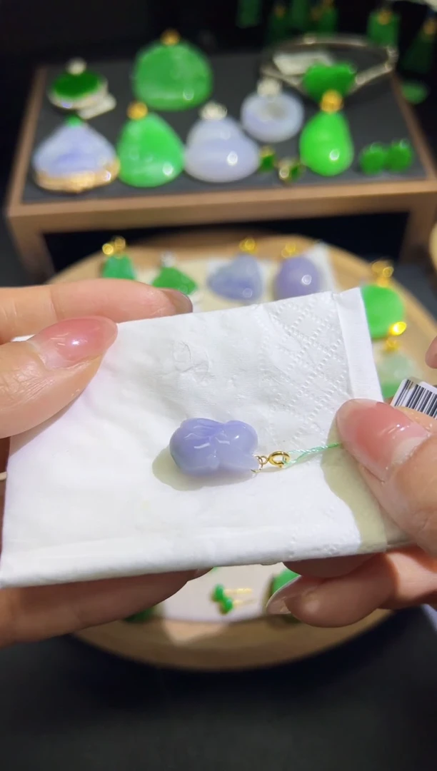 【闪购商品】翡翠颈饰18K金镶嵌Q缅料A货翡翠/支持复检/一件