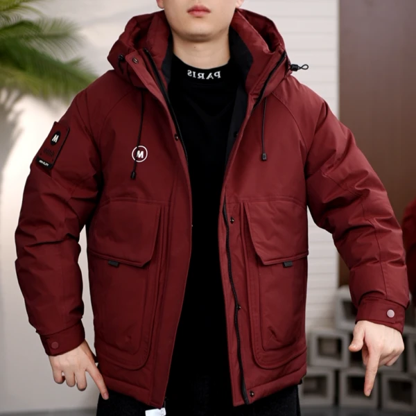 2025冬季新款男士户外机能风保暖连帽潮流防寒服外套8819