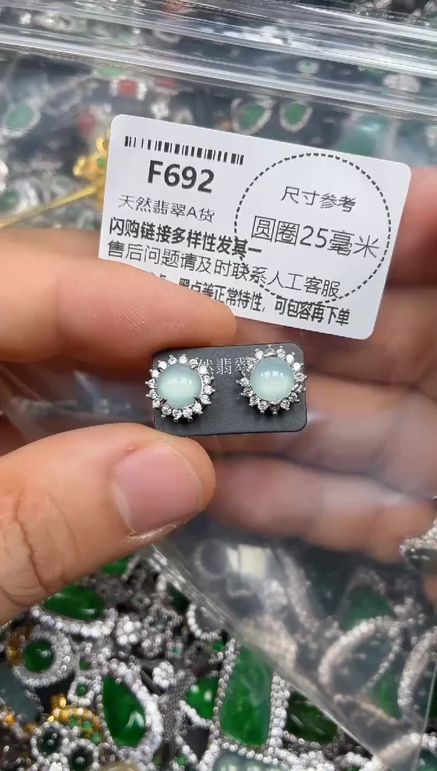 颈饰未镶嵌翡翠F692耳钉