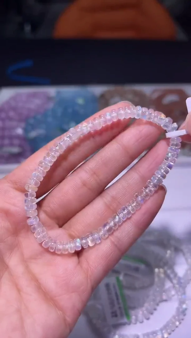 未镶嵌手链长石J011-5mm马岛月光算盘珠单圈-多样性发其一