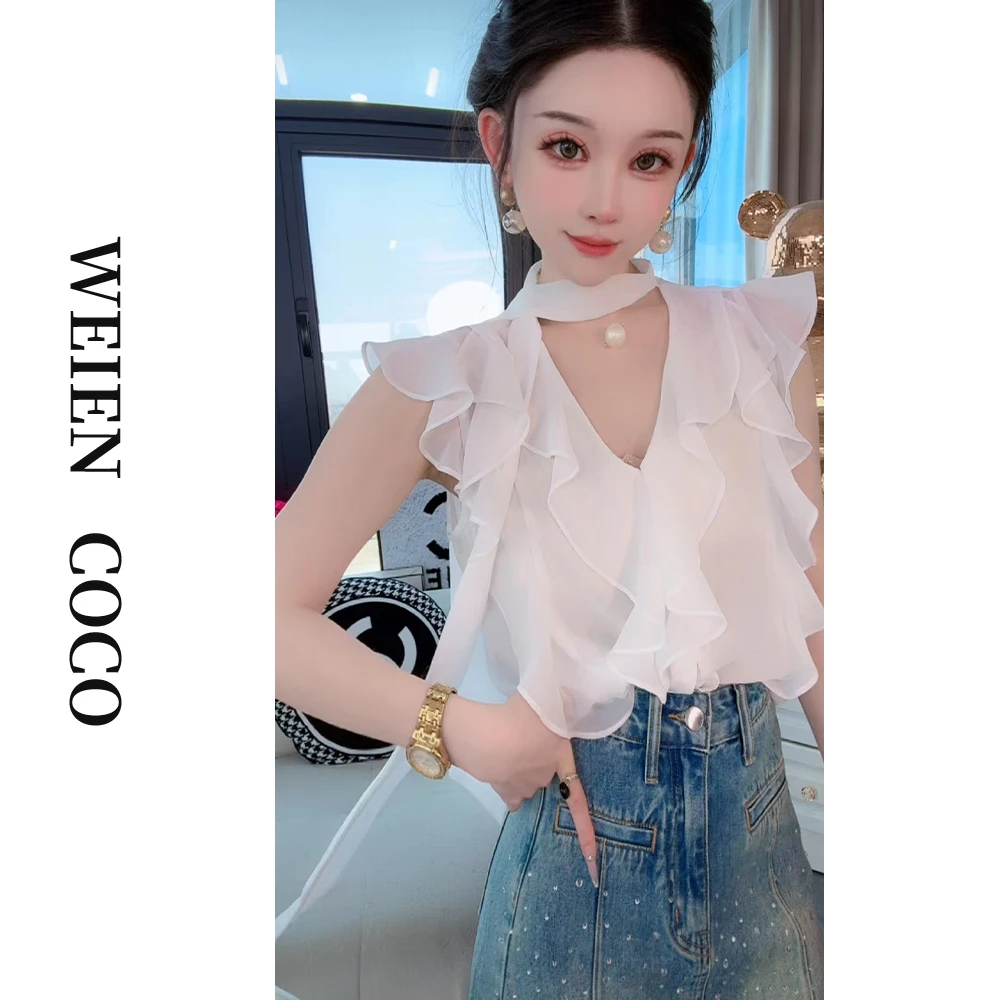 【薇恩COCO】蕾丝镂空舒适短袖气质衬衣春夏新款上衣S4736