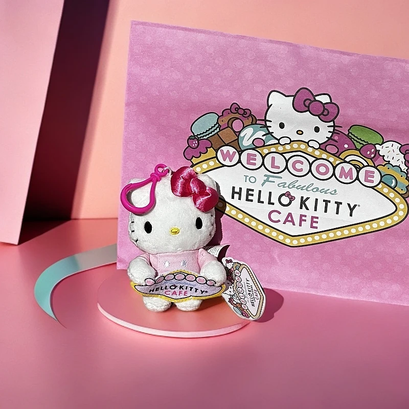 【拉斯维加斯限定】Hello Kitty 咖啡厅限定 举牌Kitty钥匙扣玩偶