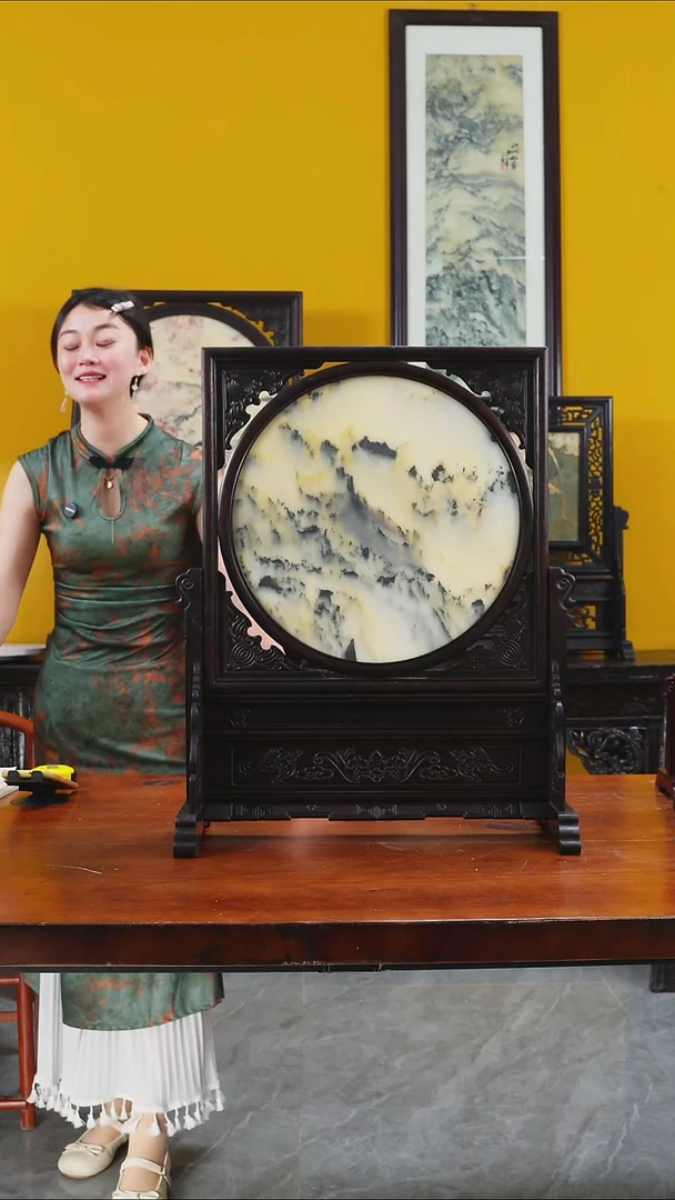 石材知****聊天然大理石画摆件