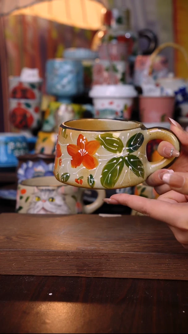 杯子陶泥垚手作 景德镇手工手绘陶瓷器物