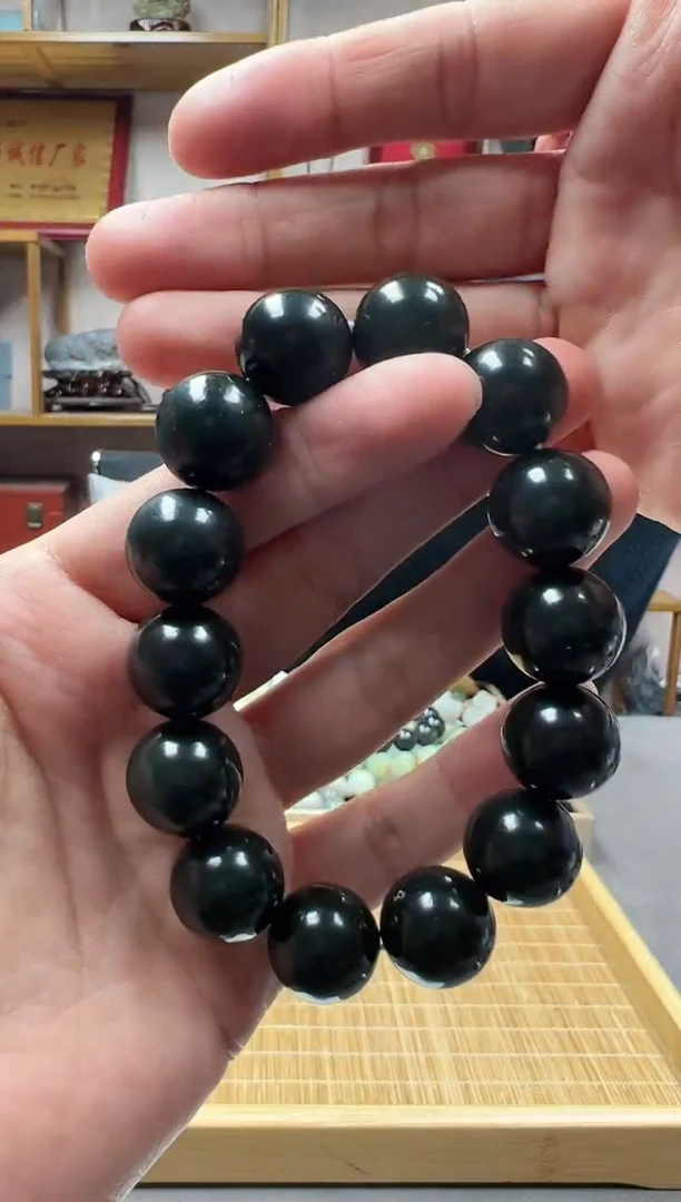 【闪购商品】和田玉手链未镶嵌16黑油青