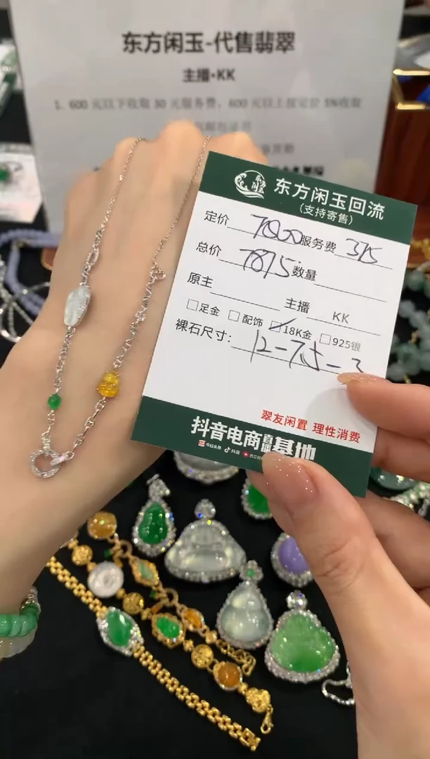 套链18K金镶嵌翡翠不退不换