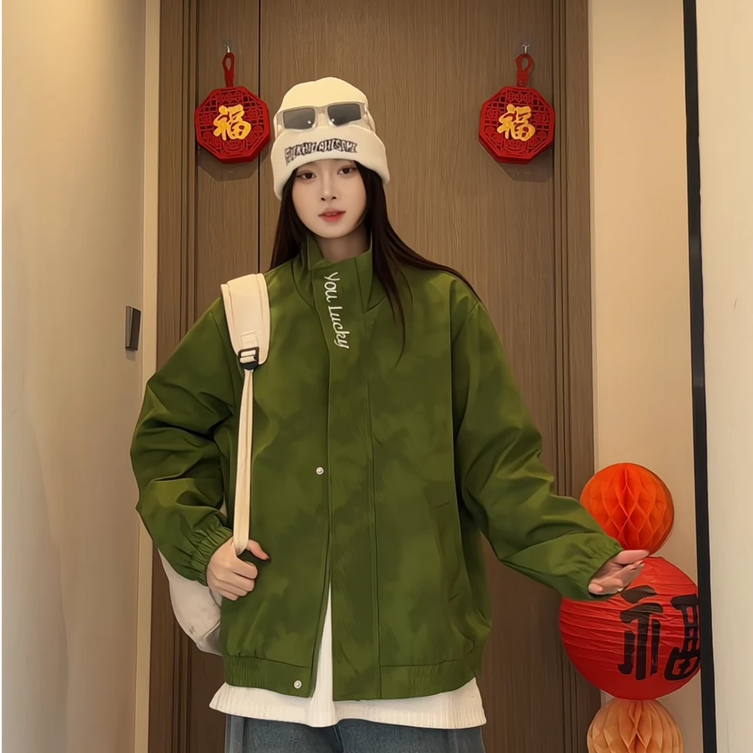 PLQV春季新款扎染夹克休闲外套百搭痞帅设计感国潮冲锋衣立领大码