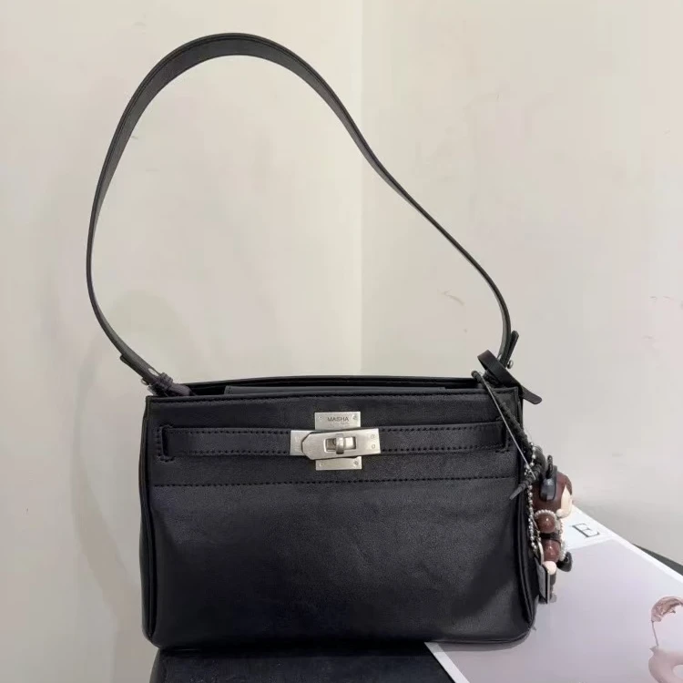 2025秋冬新款玛莎小众复古质感腋下包通勤凯莉包单肩斜挎包A283