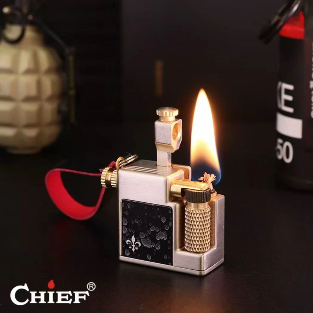 CHIEF/首领【小方砖】迷你小钢炮创意时尚挂件抬臂侧滑煤油打火机