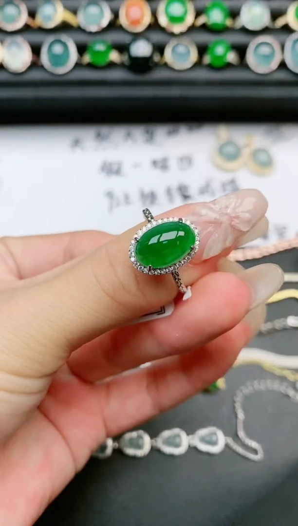 翡翠戒指银S925镶嵌11111