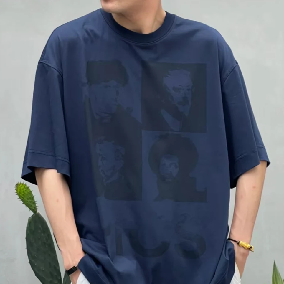 休闲短袖印花夏季常规款T恤男士情侣上衣春夏半袖简约43118