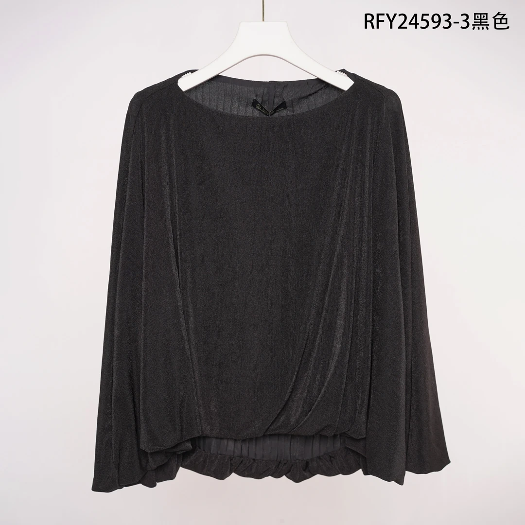 RFY24593-3 黑色 圆领珠光短上衣593