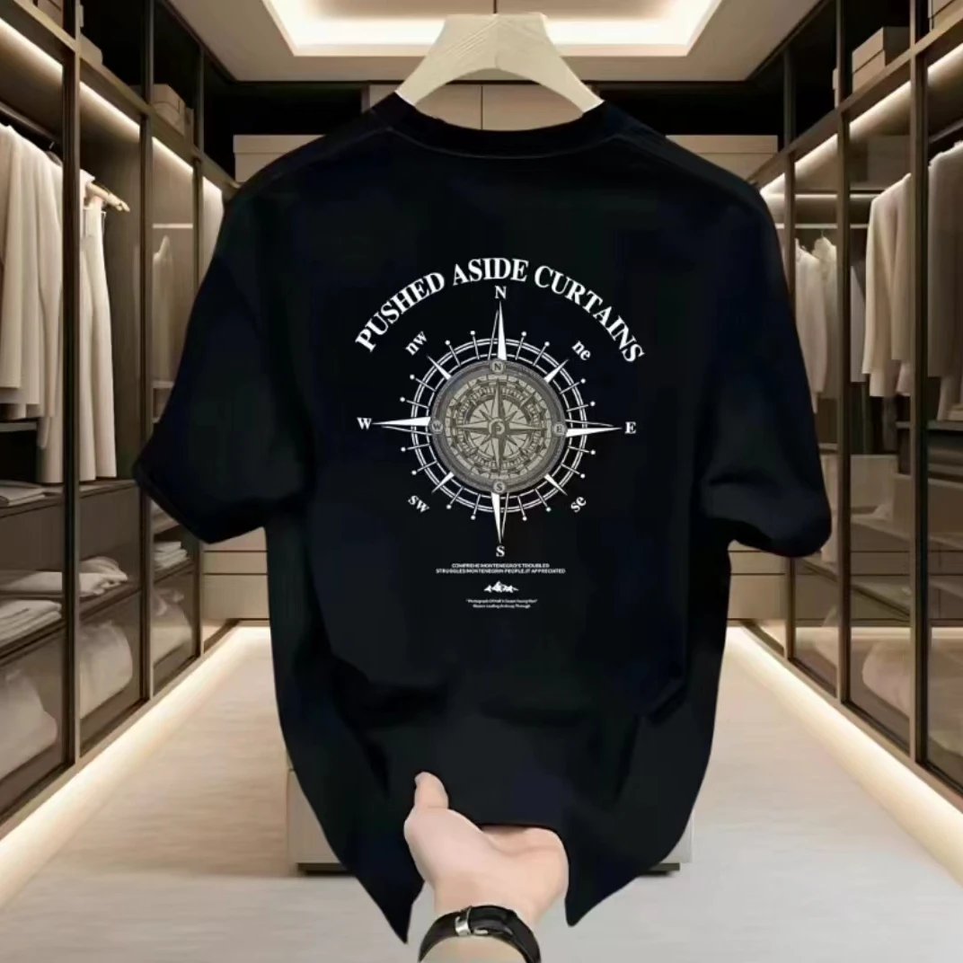 啄木鸟纯棉重磅男士白色短袖图案韩宽松韩版夏季半袖 t恤休闲百搭