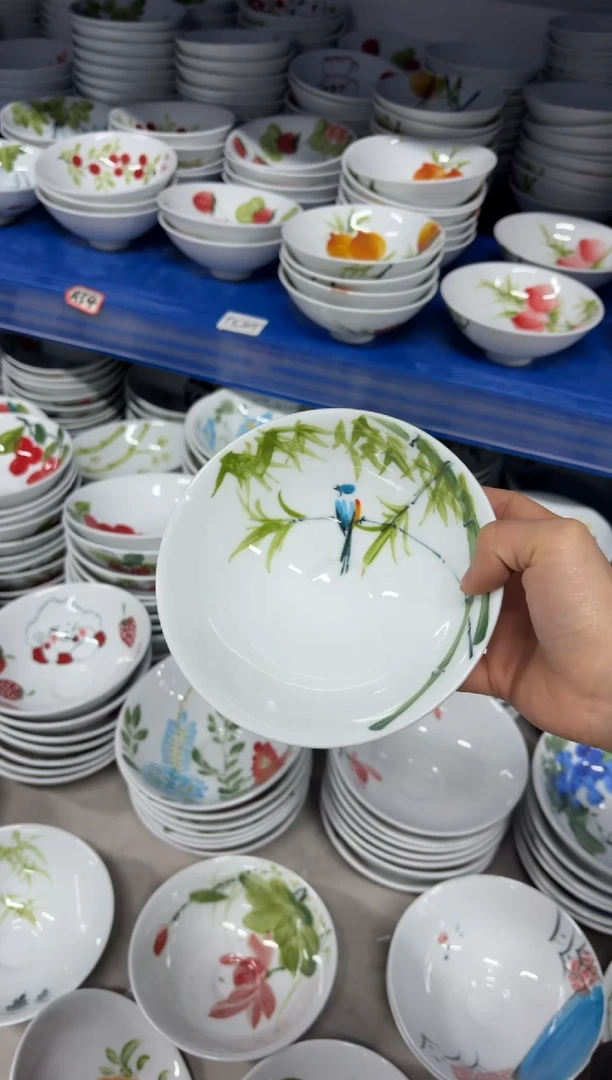 景德镇高温陶瓷食品级手绘釉中彩-斗笠碗