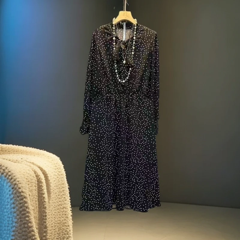 2025年早秋轻薄波点百搭显瘦连衣裙663