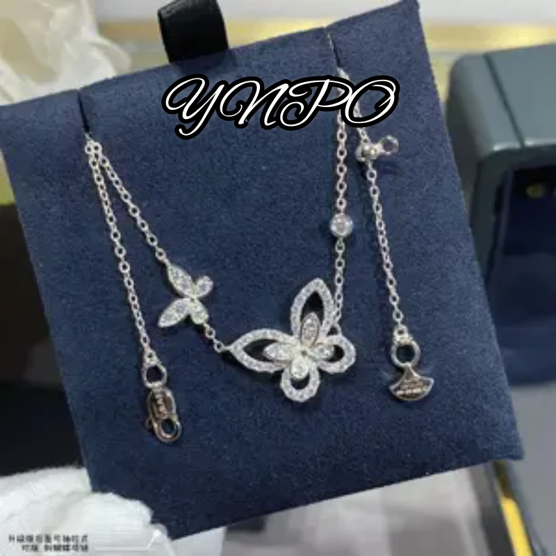 简约 经典 格双蝴蝶项链