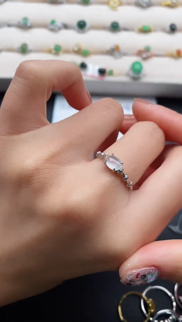 银S925镶嵌戒指翡翠66666666+10