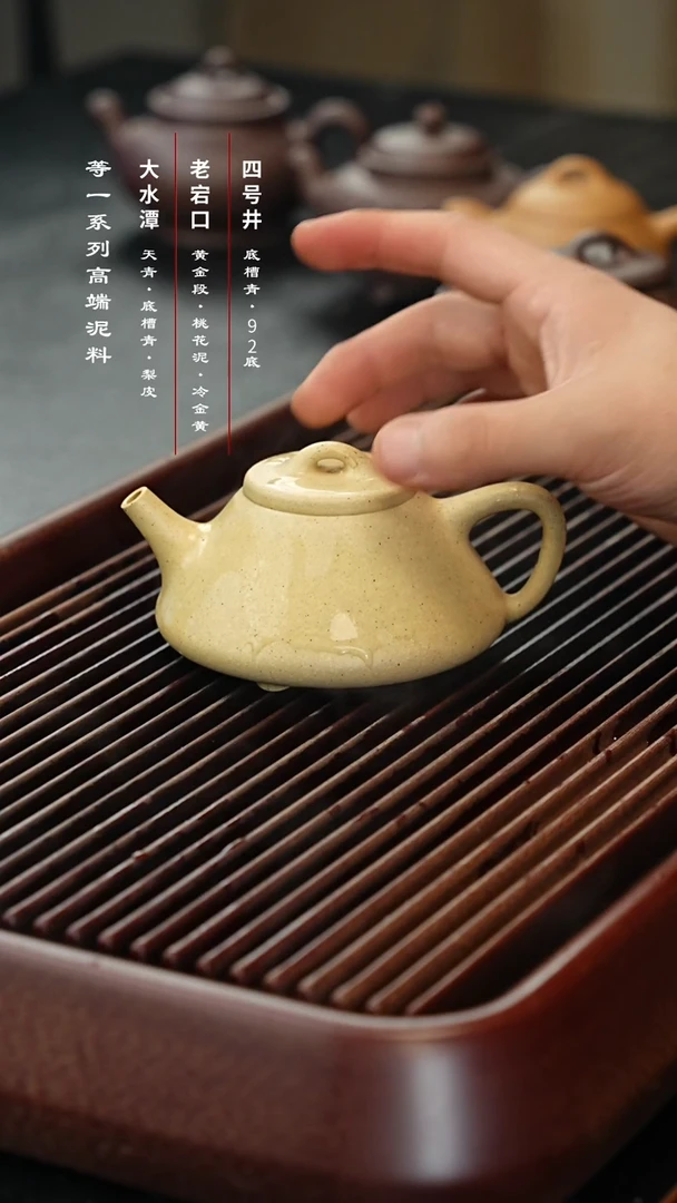 茶壶紫砂子冶石瓢本绿浮力170cc