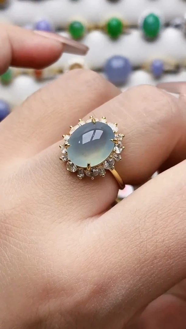 银S925镶嵌戒指翡翠0415