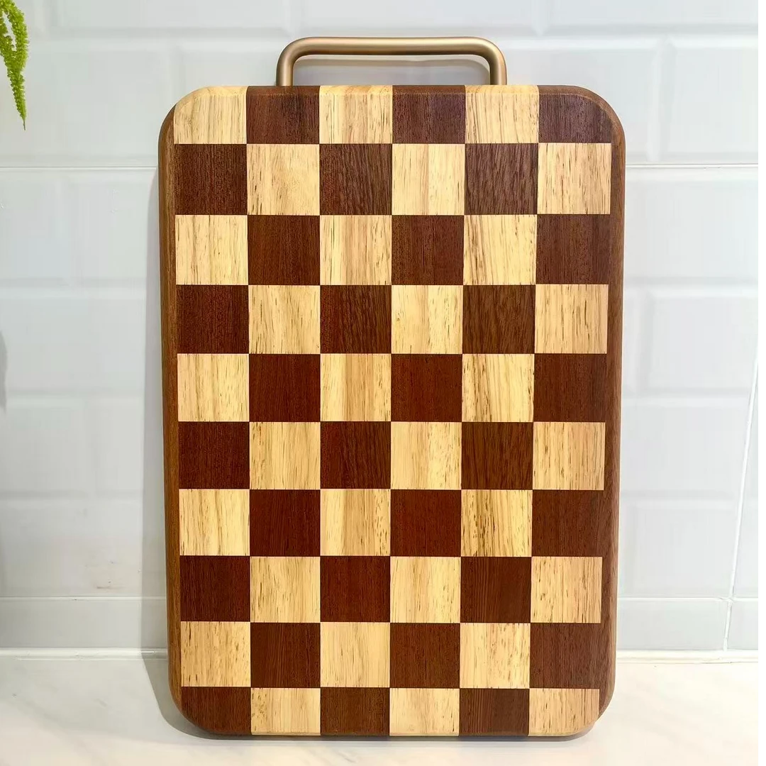 橡品 升级款棋盘格菜板 加厚3cm进口橡胶木菜板抗菌防霉防开裂