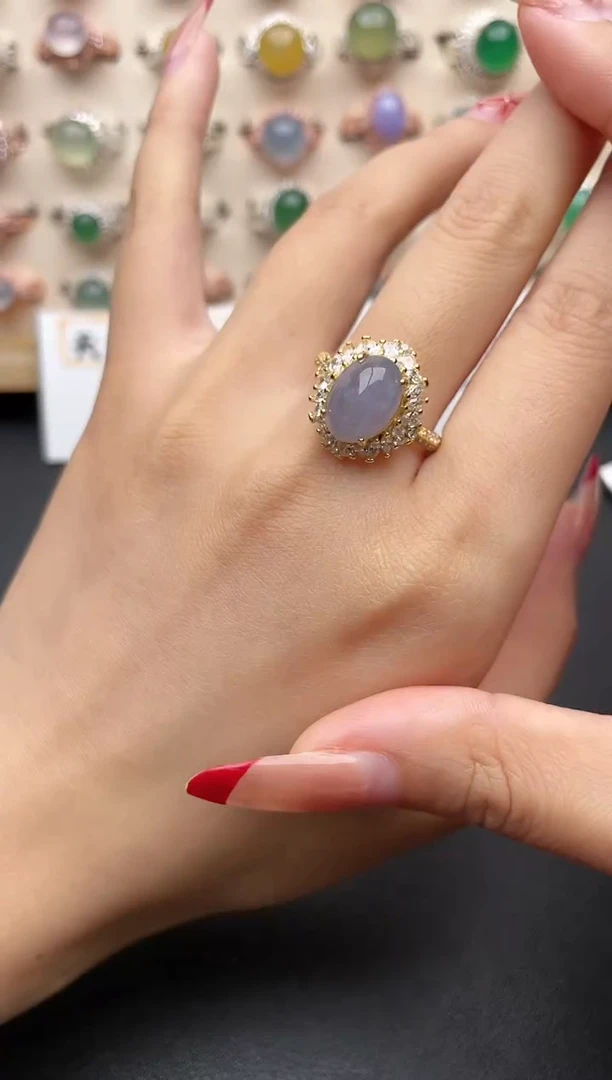 【闪购商品】翡翠戒指银S925镶嵌一物一证一礼盒