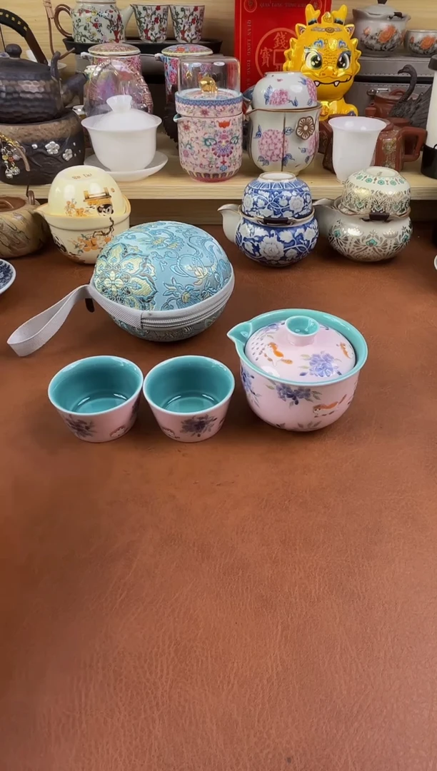 陶瓷茶具摆件旅行套组