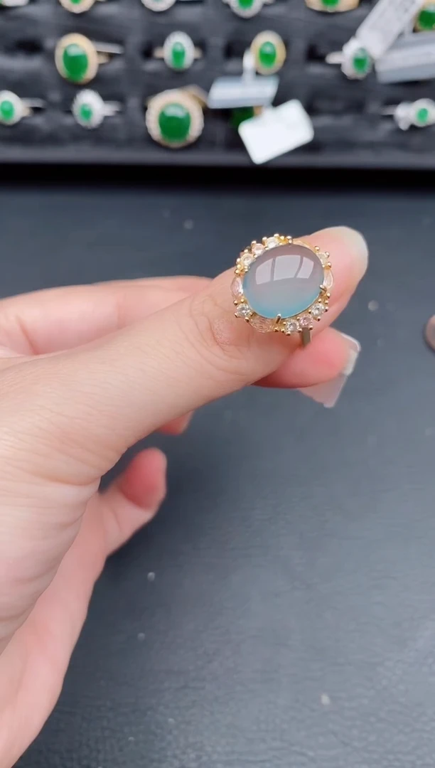 银S925镶嵌戒指翡翠天然a货翡翠199