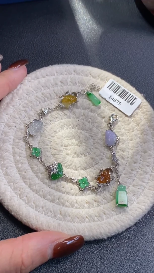 颈饰银S925镶嵌翡翠净货14875