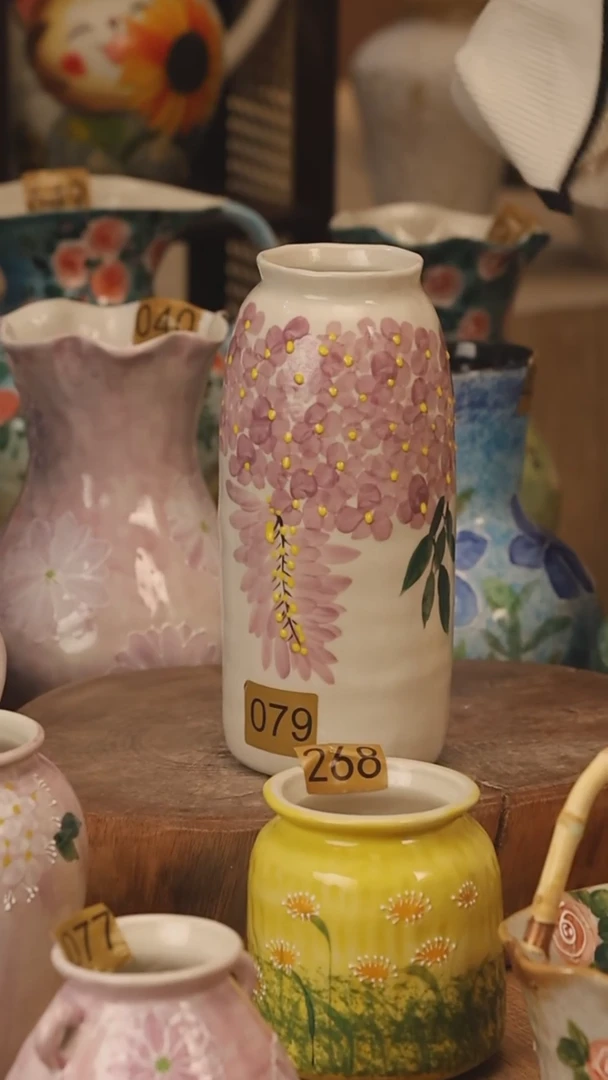 陶瓷景德镇设计师手作花器摆件侘寂风@M079@