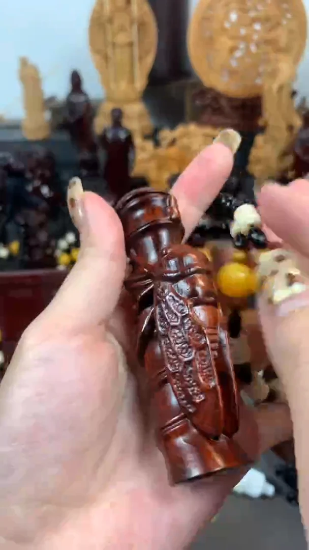 木紫檀木金蝉手把