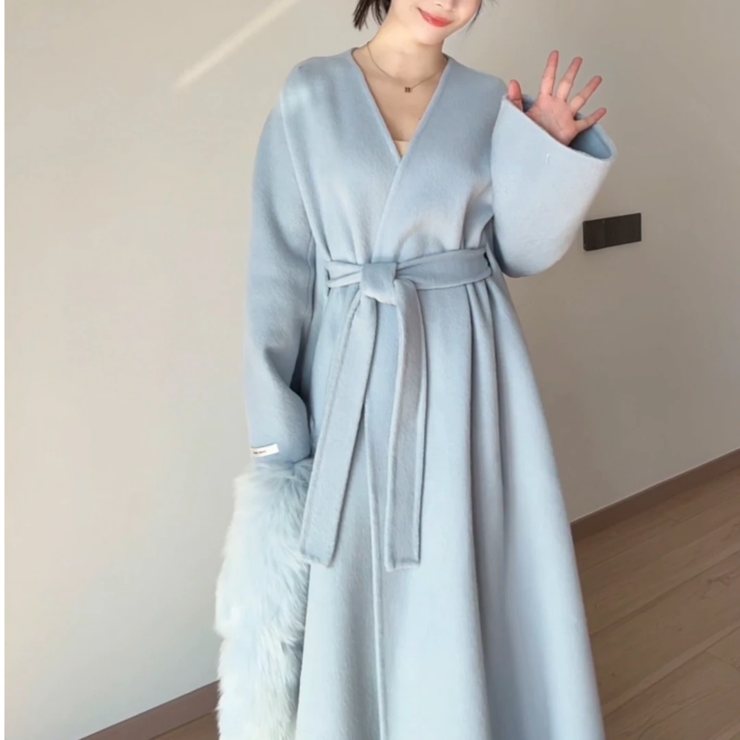 【162-180】轻奢洋气羊毛大衣2025年女款秋冬毛呢外套绵羊毛