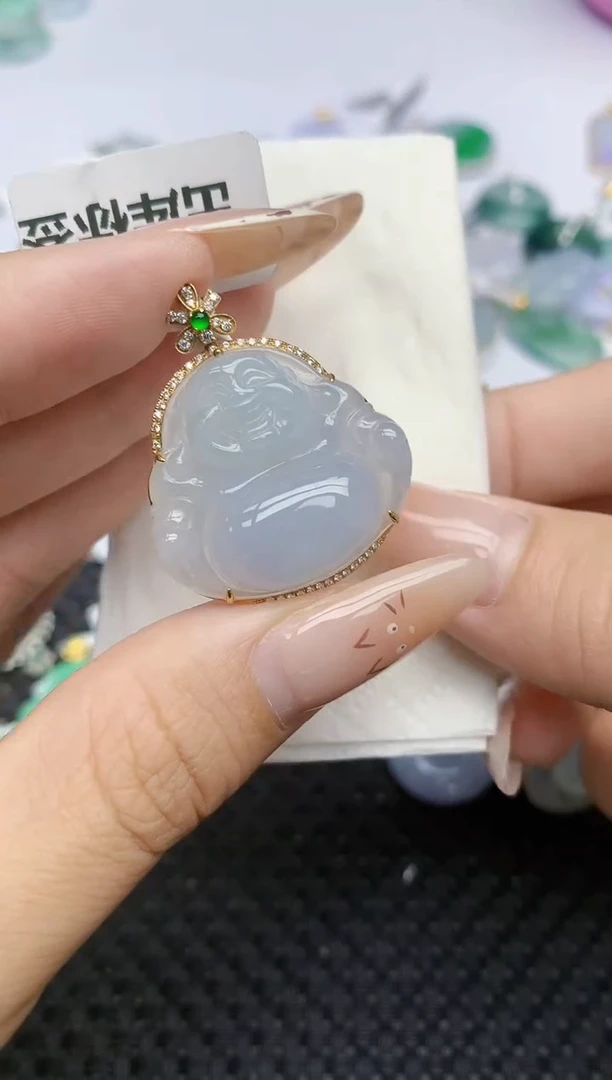 翡翠18K金镶嵌颈饰198   天然翡翠A货