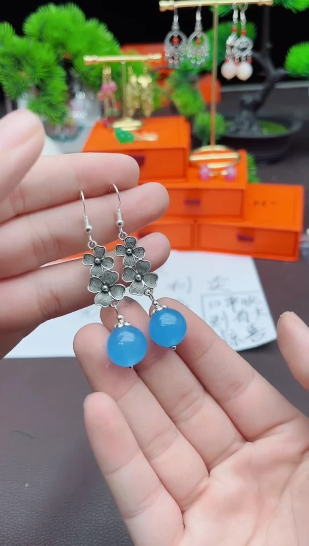 【闪购商品】玛瑙/玉髓耳钉银S925镶嵌712000