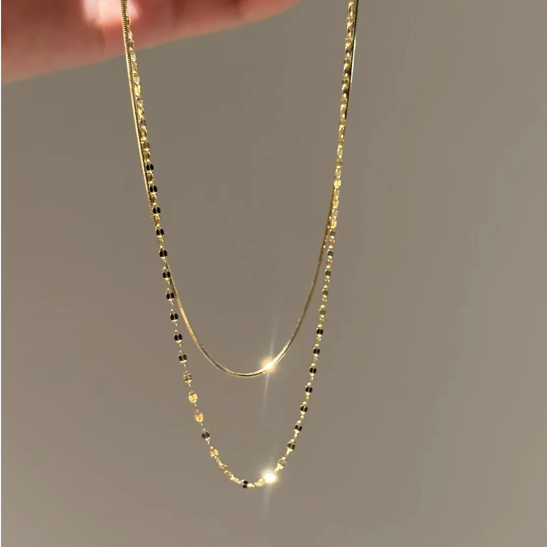 坠链均925银 双生银河项链金色小众女士精致气质白色轻奢时尚百搭