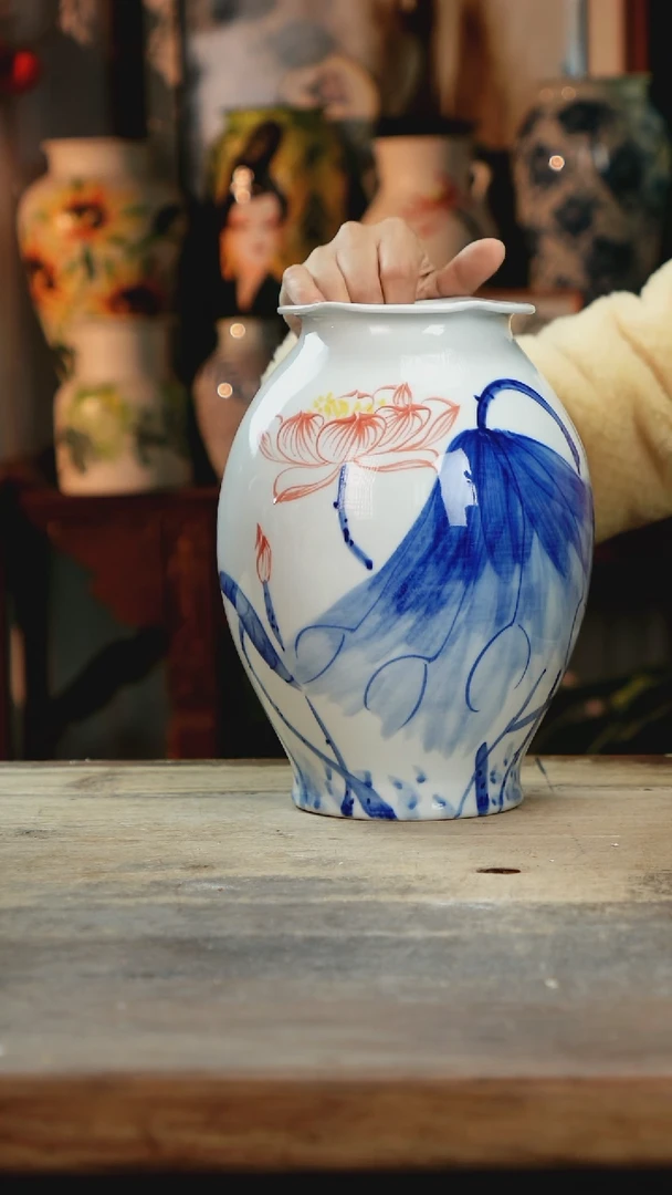【闪购商品】瓷片景德镇纯手工釉下彩精品花瓶
