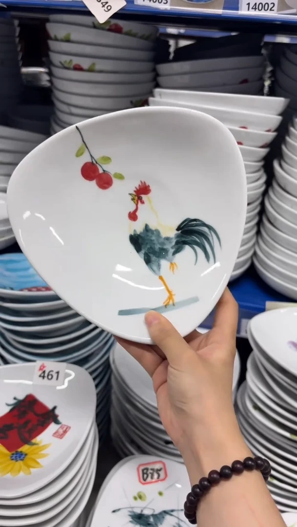 景德镇手绘釉中彩（食品级）三角盘