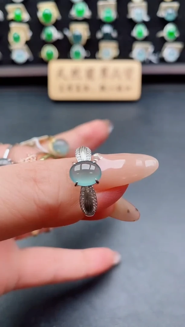 银S925镶嵌戒指翡翠1