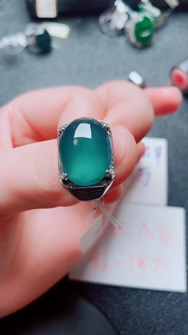 银S925镶嵌戒指翡翠1
