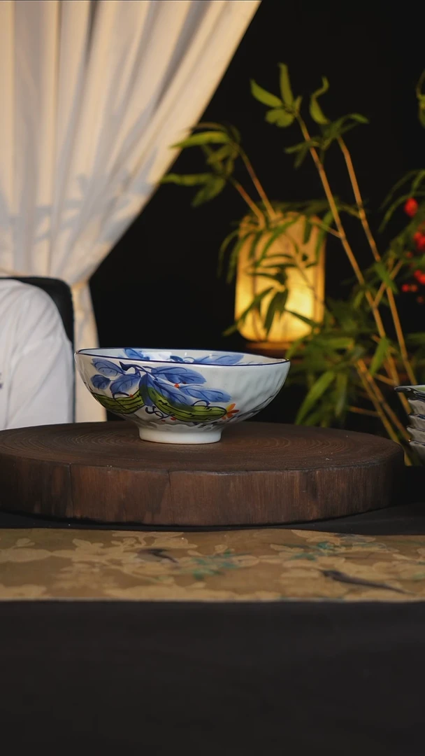碗景德镇手工手绘高温釉下彩可进蒸箱烤箱微波炉洗碗机
