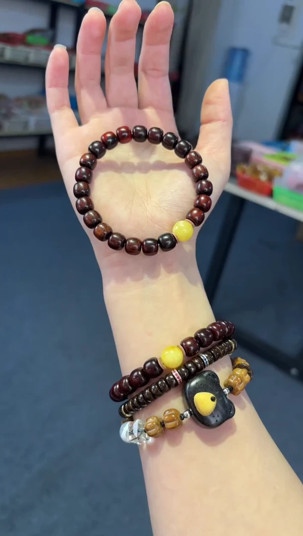 手链蜜蜡未镶嵌小叶紫檀蜜蜡设计款