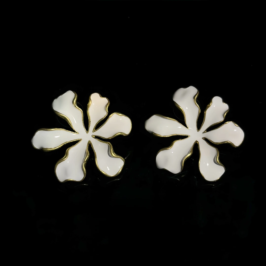 合金珐琅耳饰 ZT时尚手工珐琅花朵耳钉饰品