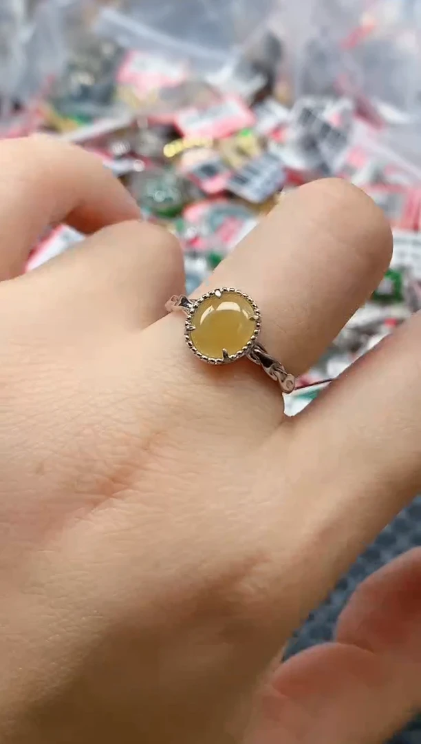 银S925镶嵌戒指翡翠天然A货缅甸翡翠