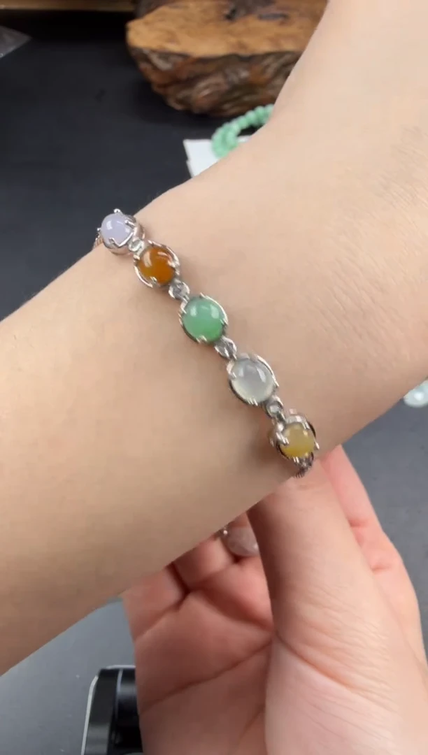 银S925镶嵌手链翡翠翡翠饰品-93