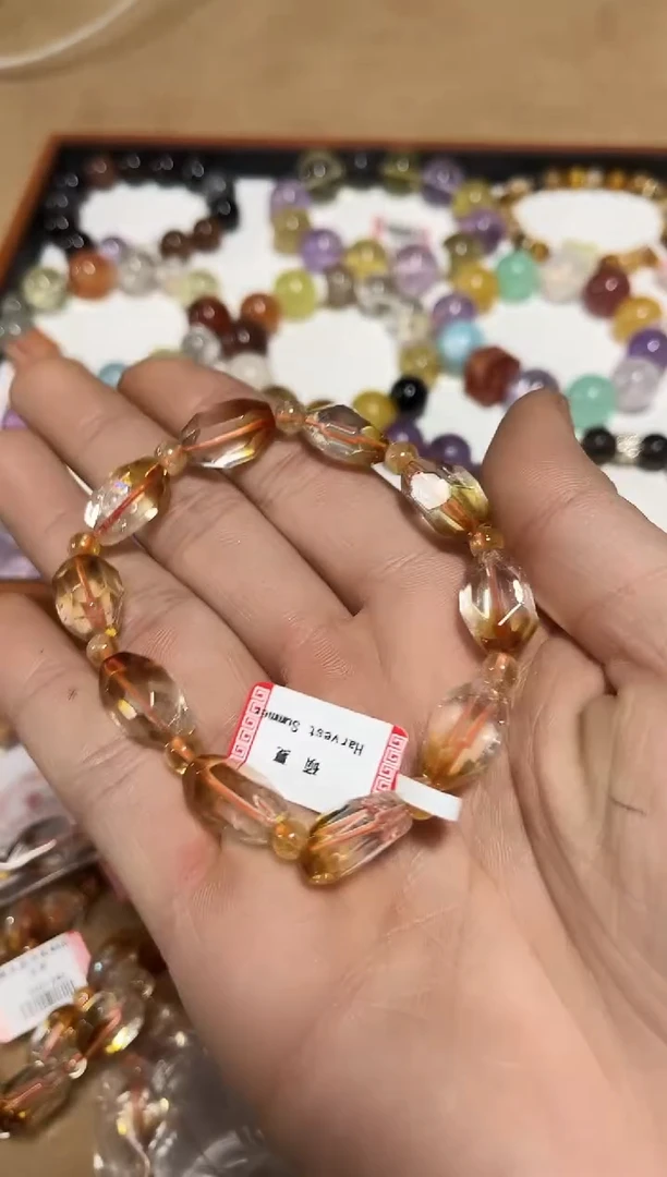 未镶嵌手链水晶24-33黄水晶半盆单圈手串
