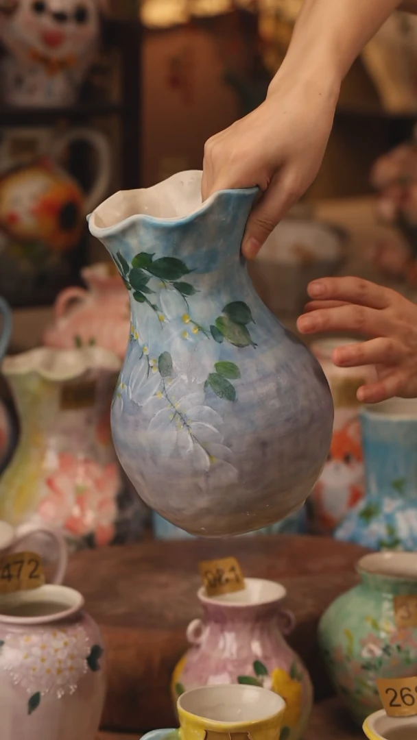 陶瓷377景德镇设计师手作花器摆件侘寂风