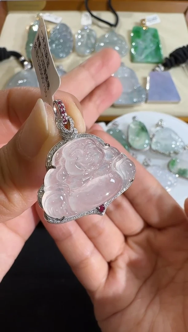 【闪购商品】翡翠吊坠(不含链)18K金镶嵌【源头工厂】宝石钻石镶嵌