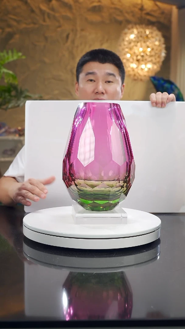 摆件福利金红绿切面花瓶