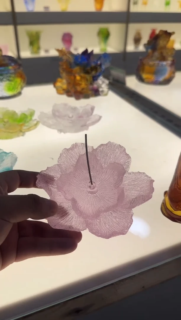 手工艺品琉璃牡丹花香插粉色