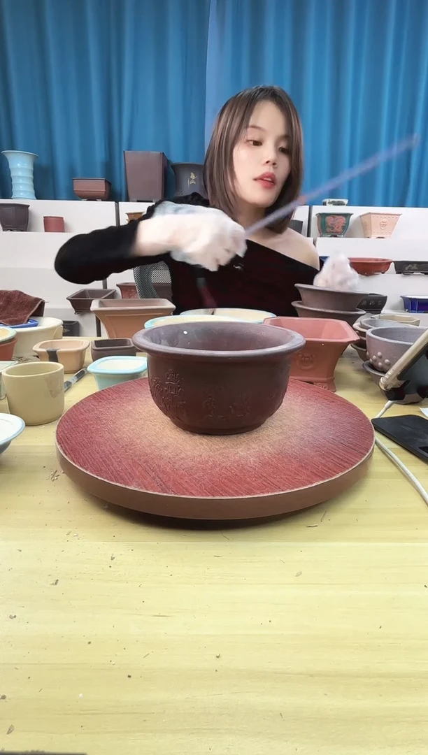 紫砂花盆浅草紫砂花盆微瑕
